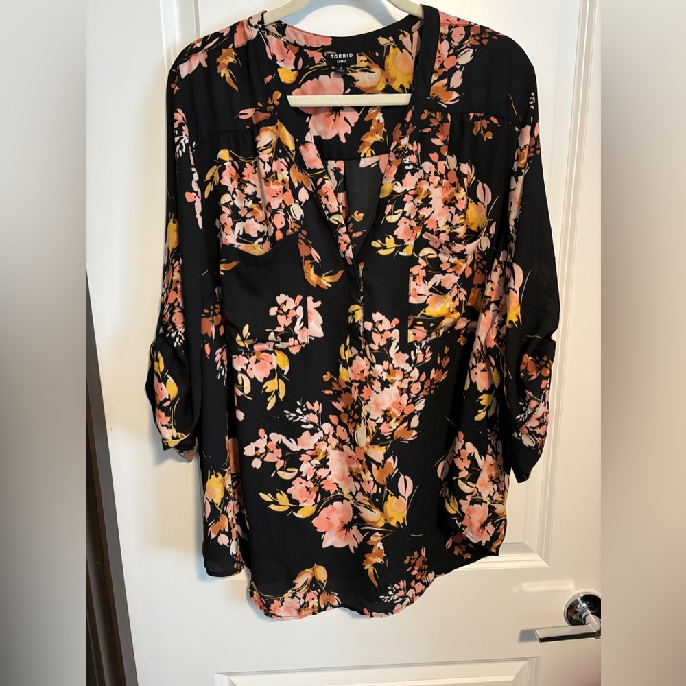 Harper Georgette Pullover 3/4 Sleeve Floral Print Blouse